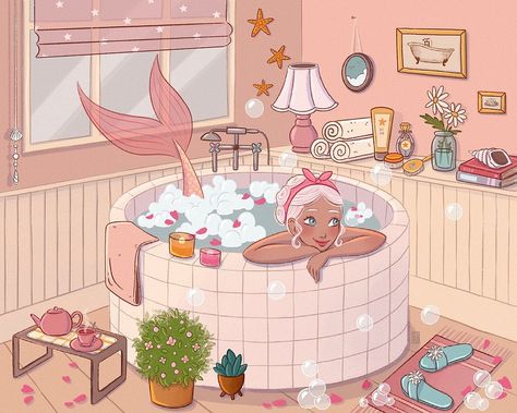 Shower Cartoon Aesthetic, Aesthetic Rooms, Color Inspo, Ocean Beach, The Rules, Art Inspo, Phone Wallpaper, Don't Forget, Mermaid