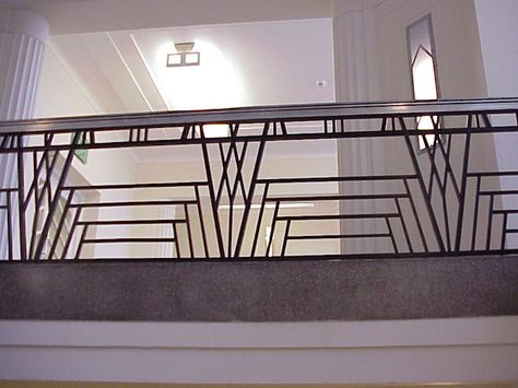 Ballustrade, Hoover Building by dct66, via Flickr Art Deco Stairs, Hoover Building, درابزين السلم, Balustrade Design, Wrought Iron Stair Railing, Iron Stair Railing, Wrought Iron Stairs, Balcony Grill Design, Stair Railing Design