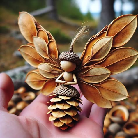 Fir Cone Crafts, Acorn People How To Make, Pinecone People, Pinecone Animals, Pinecone Fairy, Wood Slice Crafts Diy, Pinecone Gnomes, Acorn Fairy, Best Greige Paint