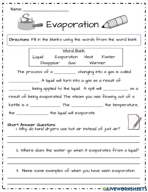 Third Grade Science Worksheets, Free Science Worksheets, Earth Science Activities, What Is Energy, Science Week, Chemistry Worksheets, 1 Worksheet, 1st Grade Science, Homeschool Worksheets