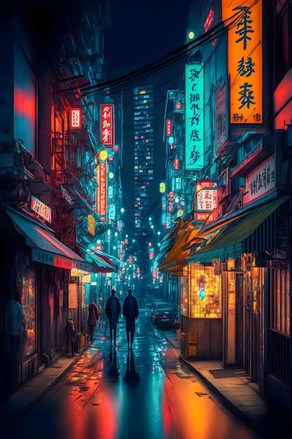 Streets Of Tokyo, Tokyo Streets, Japanese Village, Japanese Pop Art, Tokyo Japan Travel, Night Illustration, Japan Painting, Tokyo Night, Tokyo City