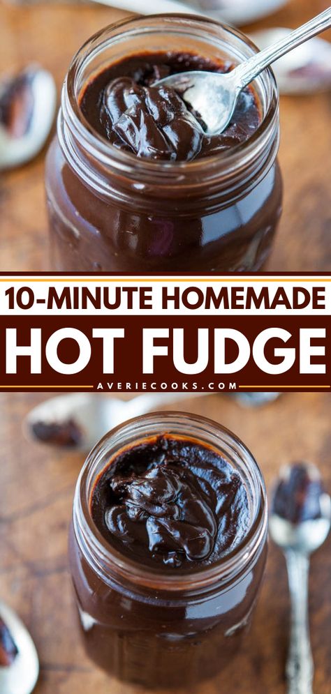 Homemade Hot Fudge (a 10-Minute Recipe!) - Averie Cooks Lemon Tiramisu, Homemade Hot Fudge, Chocolate Fudge Sauce, Sweet Sauces, Hot Fudge Sauce, Fudge Sauce, Ice Cream Toppings, Dessert Sauces, Sweet Sauce