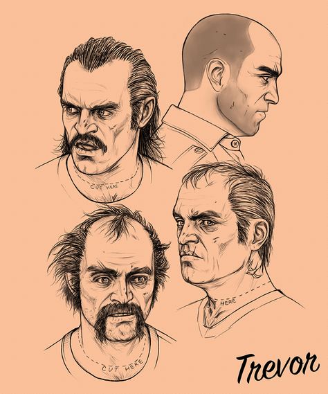 Trevor Philips Fanart, Gta Random, Trevor Phillips, Micron Art, Pop Culture Tattoos, Grand Theft Auto Artwork, Trevor Philips, Grand Theft Auto Games, Culture Tattoos