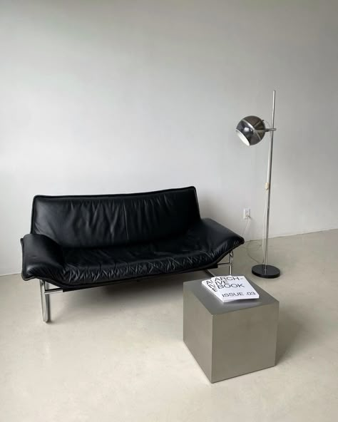 1960's Dijkstra pendant floor lamp in plastic and aluminum Black Leather Mid Century Sofa, Chrome Arc Floor Lamp, Floor Lamp Chrome, Minimalist Floor Lamp Black, Apartment Design, 1960s, Floor Lamp, Apartment, Bar