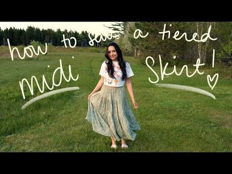 (25) How to Sew A Tiered Midi Skirt // Beginner Friendly Tutorial / no pattern needed! - YouTube Midi Skirt Diy, Midi Skirt Sewing, Diy Midi Skirt, Midi Skirt Sewing Pattern, Skirt Sewing Tutorial, Skirt Diy, Skirt Sewing Pattern, Midi Skirt Pattern, Skirt Sewing