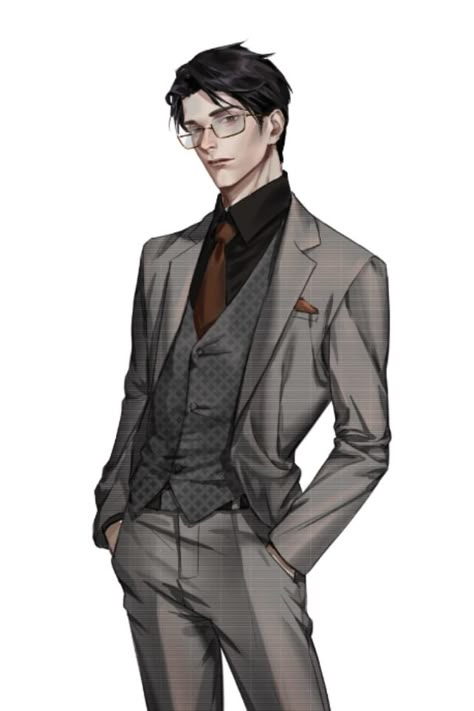 Anime Suit Drawing, Anime Guy With Suit, Handsome Anime Guys Suits, Guy In A Suit Drawing, Anime Suit Guy, Male In Suit Drawing, Ceo Character Design, Anime Boy In Suit, Anime Characters In Suits