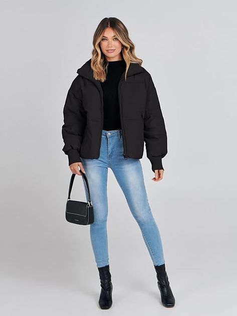 Limited time deal $60.99 (24% Off)(List Price: $79.99) MEROKEETY Women's 2024 Winter Long Sleeve Zip Puffer Jacket Pockets Baggy Short Down Coats Petite Women Outfits, Short Jacket Outfit, Bulky Sweater, Ugg Season, Best Winter Jackets, Winter Outfit Ideas For Women, Outfit Petite, Women Winter Outfits, Bulky Sweaters