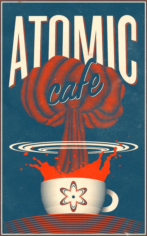 Atomic Cafe by Patrick Seymour, via Behance...:) Plakat Design Inspiration, Cool Poster Designs, Coffee Posters, Atomic Age Design, Cafe Poster, Cafe Posters, Postal Vintage, Coffee Poster, Poster Inspiration