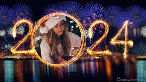 Happy New Year 2024 With Photo New Year Wishes Video, New Year Wishes Cards, Create Birthday Card, New Year Cake, Fireworks Photo, Happy New Year Fireworks, Happy New Year Pictures, Happy New Year Gif, Happy New Year Photo