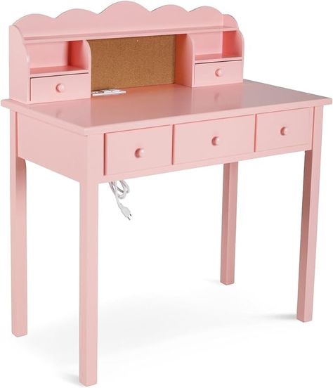 Amazon.com: FUNKOCO Home Office Furniture Writing Desk,Computer Work Station with Detachable Hutch,5 Drawers(Pink) : Home & Kitchen Storage Rooms, Computer Station, Cool Room Decor, Computer Work, Desk Computer, Office Room Decor, Work Station, Wood Desk, Office Room