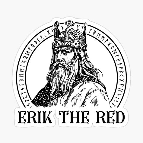 Get my art printed on awesome products. Support me at Redbubble #RBandME: https://www.redbubble.com/i/sticker/Erik-the-red-norse-explorer-setting-up-settlement-in-Greenland-by-Lady-Frost/159125470.EJUG5?asc=u Erik The Red, Vikings, My Art, Awesome Products, Art Prints, For Sale, Red, Art