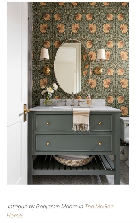 The Mcgee Home, Half Bathroom Decor, Mcgee Home, Powder Room Design, Downstairs Bathroom, Bathroom Wallpaper, My New Room, Bathroom Makeover, Bathroom Inspiration