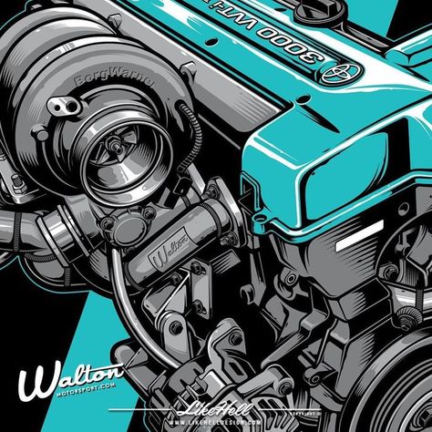 Cool Car Stickers, Ford Mustang Wallpaper, Engine Design, Automotive Logo Design, Jdm Wallpaper, Automotive Artwork, Racing Art, Car Artwork, Automotive Logo