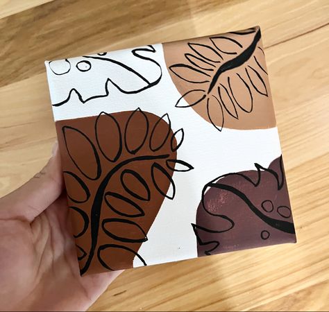 Brown Painting Ideas, Cute Mini Painting Ideas, Painting Inspiration Easy, Painting Ideas Simple, Minimalistic Painting, Beginners Painting, Brown Leaves, Leaf Painting, Brown Painting