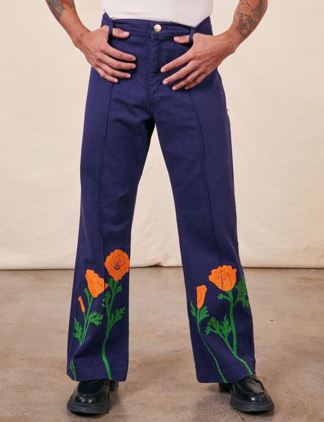 Western Pants, California Poppies, Big Bud Press, California Poppy, Bell Bottom Jeans, Cotton Twill, Poppies, Angeles, California