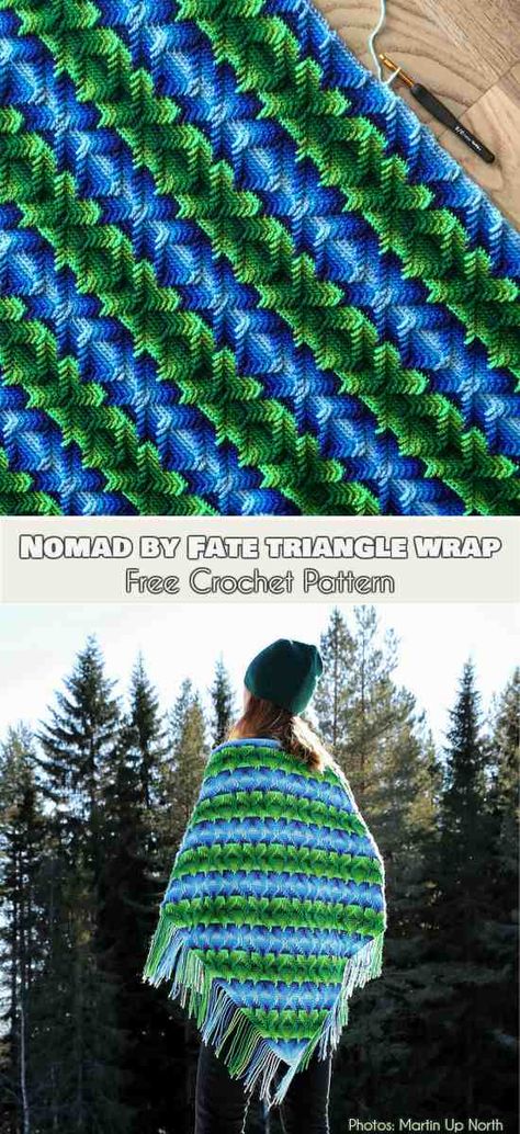 Nomad by Fate Triangle Wrap Free Crochet Pattern #freecrochetpatterns #crochetblanket Apache Tears Pattern Apache Tears Crochet, Apache Tears Crochet Pattern, Crocheted Ponchos, Crochet House, Apache Tears, Afghans Crochet, Crochet Bottoms, Crochet Shawls And Wraps, Crochet Wrap