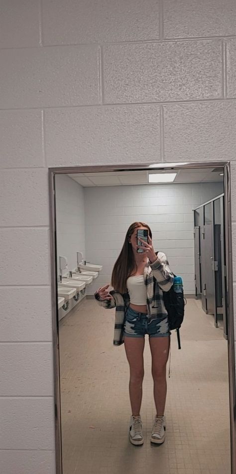 school outfit | American eagle shorts | shein top | American eagle flannel jacket | North face backpack | Nike blazers American Eagle Shorts Outfit, Backpack Nike, American Eagle Flannel, Nike Blazers, School Fit, Shorts Outfit, Flannel Jacket, American Eagle Shorts, School Fits