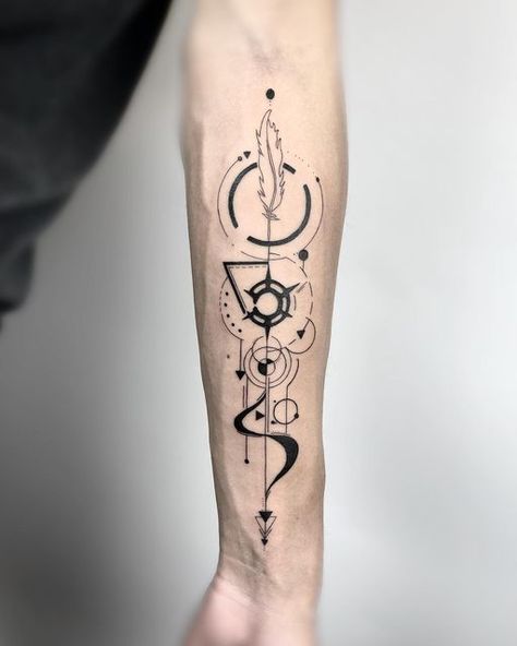 Line Art Tattoo Abstract, Tattoo Ideas Abstract, Abstract Lines Tattoo, Valknut Tattoo, Yggdrasil Tattoo, Viking Tattoos For Men, Travel Tattoo Ideas, Leg Sleeve Tattoos, Leg Tattoo Ideas