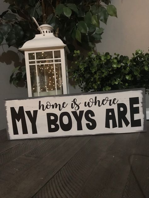 Excited to share this item from my #etsy shop: Home is where my boys are sign, family sign, home sign 5.5 x 18, white, black, gray, mom sign, kid sign, parents sign, where home is, boys You And Me Sign, Scrabble Board, Scrabble Wall, Scripture Signs, Paint Combinations, Scrabble Letters, Family Sign, Kids Signs, Gps Coordinates