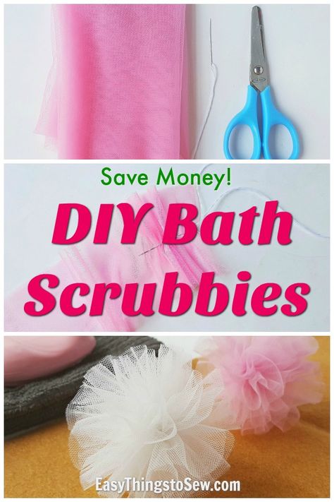 Diy Tulle Poms, Easy Things To Sew, Diy Pouf, Things To Sew, Diy Tulle, Shower Puff, Body Sponge, Bath Sponges, Shower Sponge