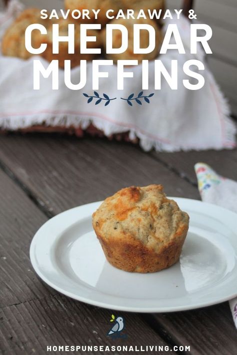 Make savory muffins to tuck into lunch boxes or serve alongside simple soup dinners. This cheddar muffin gets lots of flavor from caraway seeds and rye flour for the perfect side dish. Get the recipe and find other ideas to make them the best savory muffins for your meals on our blog. #homemaderecipes # fromscratch #recipeideas Rye Muffins, Cheddar Muffins, Savory Muffins Recipes, Rye Bread Recipes, Homemade Baked Bread, Simple Soup, Savory Cheese, Sweet Muffin, Savory Muffins