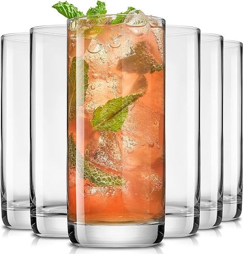 Amazon.com | JoyJolt Faye 13oz Highball Glasses, 6pc Tall Glass Sets. Lead-Free Crystal Drinking Glasses. Water Glasses, Mojito Glass Cups, Tom Collins Bar Glassware, and Mixed Drink Cocktail Glass Set: Highball Glasses Mojito Glass, Crystal Drinking Glasses, Glasses Water, Tom Collins, Cocktail Glassware, Highball Glasses, Glass Cups, Bar Glassware, Cocktail Making