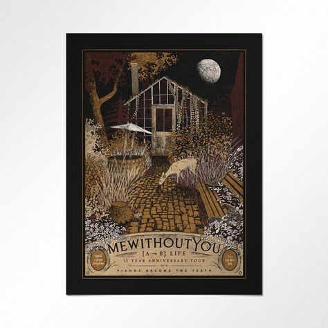 mewithoutYou Poster Design for A to B Life 15 Year Anniversary Tour David Bowie Poster, Typographic Artwork, 15 Year Anniversary, Tour Poster, Tour Posters, Paper Artwork, Japanese Woodblock Printing, Collage Artists, Gig Posters