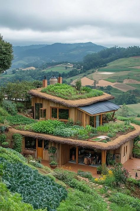 Buildings That Blend In With Nature, Nature Inspired Home Design, Earth House Design, Bermed House, Small House Communities, Hempcrete House, Earthy Homes, Ecological Architecture, Earthen Home