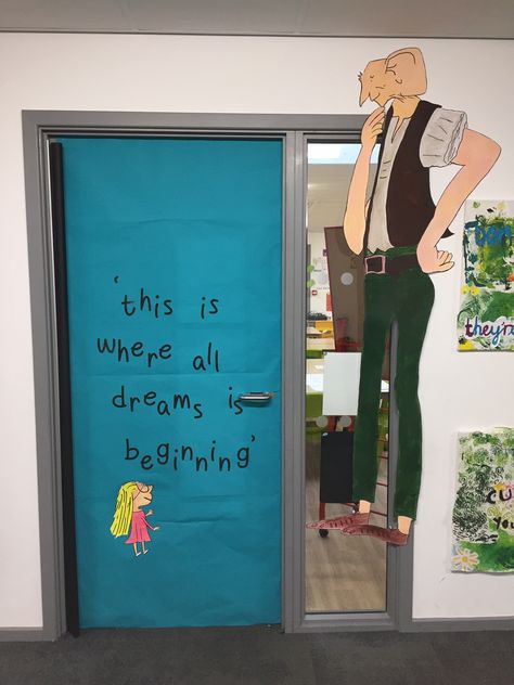 BFG door display Bfg Classroom Door Decoration, Bfg Display, Book Door Decorations, Georges Marvellous Medicine, Book Door, School Display, Reading Month, Classroom Doors, Doors Ideas