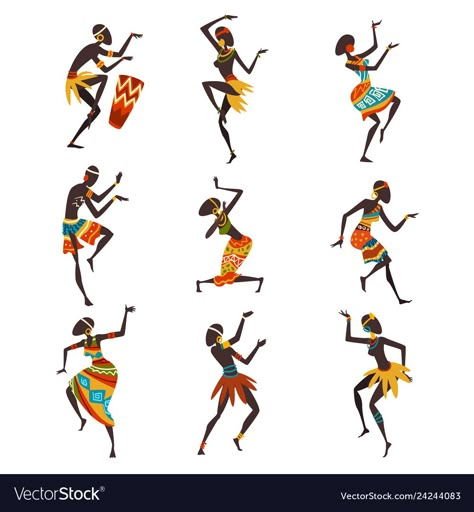 African People Dancing, African Dancers, Clothing Vector, Dance Illustration, Ritual Dance, African Women Art, Dancing Drawings, African Dance, Afrique Art