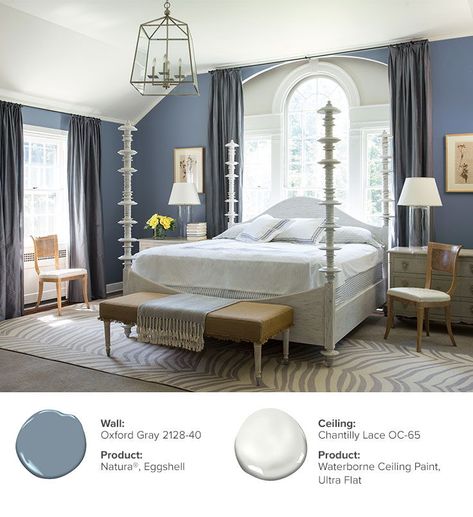 Oxford Gray 2128-40 is a beautifully saturated color that will not overpower a room, but instead creates an elegant oasis, particularly when used in a master suite. Gray Paint Colors For Bedroom, Benjamin Moore Oxford Gray, Paint Colors For Bedroom, Bedroom Paint Colors Grey, Colors For Bedroom, White Ceiling Paint, Shades Of Gray Color, Best Gray Paint, Best Gray Paint Color