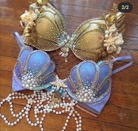 Mermaid Bra Diy, Mermaid Bras, Bra Diy, Karneval Diy, Diy Mermaid, Mermaid Bra, Mermaid Top, Diy Bra, Mermaid Halloween