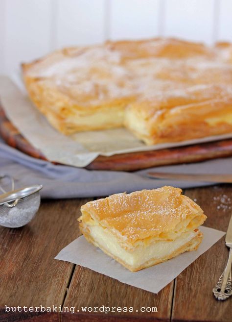 Polish Vanilla Slice (Karpatka) – Butter Baking Vanilla Slice, Polish Foods, Polish Desserts, Profiterole, French Patisserie, Ukrainian Recipes, Choux Pastry, Custard Filling, Polish Recipes