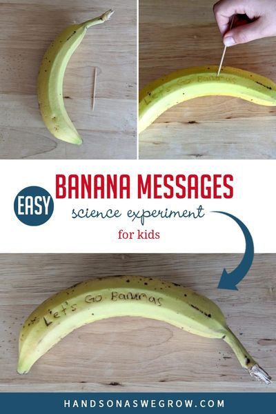 Simple, fun, no-prep science experiment for kids to do at home. With just 2 supplies try writing messages on bananas and watch as they change. Banana Science Experiment, Science Experiments For Toddlers, Banana Ideas, Kids Science Experiment, Teaching Kids Letters, Kids Letters, Toddler Science Experiments, Science Experiment For Kids, Experiment For Kids