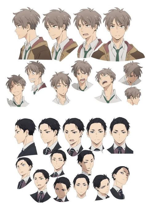 Anime Character Face Expressions, Character Face Turnaround Sheet, Anime Character Design Sheet, Detective Character Design, Anime Face Expressions, Digital Art References, Creative Digital Art, Millionaire Detective, Character Turnaround