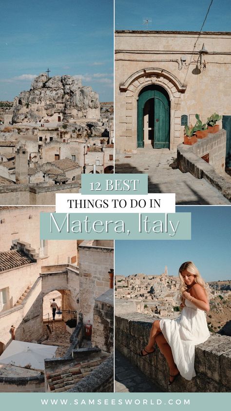 12 Amazing Things to do in Matera, Italy Working Abroad, Matera Italy, European City Breaks, Places In Italy, Italy Travel Tips, Travel Italy, Italy Travel Guide, Southern Italy, Visit Italy