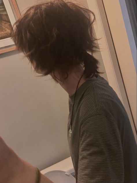 pls do not repost this image is mine Long Haired Boyfriend Aesthetic, Long Messy Brown Hair, Adronymous Hair, Light Wavy Hair, Dyed Hair Aesthetic, Messy Haircut Men, Hair Over Eyes, Messy Haircut, Short Grunge Hair