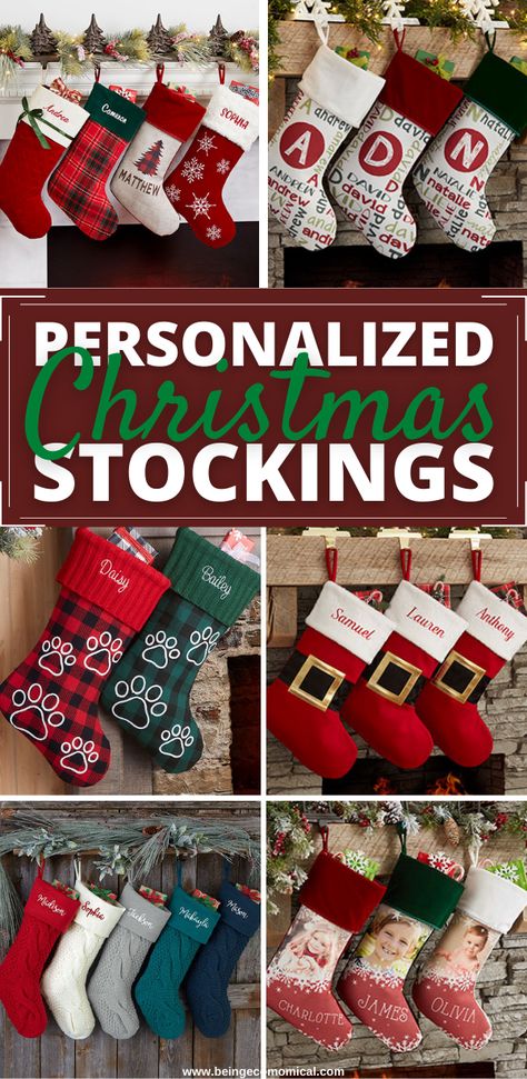 These are the best personalized Christmas stockings ideas to match all of your Christmas decor ideas. These personalized Christmas stockings are the best personalized Christmas gifts ideas! Christmas Stocking Name Ideas, Personalized Christmas Stockings Etsy, Christmas Stocking Names, Christmas Stockings Designs, Custom Stockings Christmas Diy, Cricut Stockings Christmas, Personalised Christmas Stocking, Family Christmas Stocking Ideas, Personalized Christmas Stockings Ideas