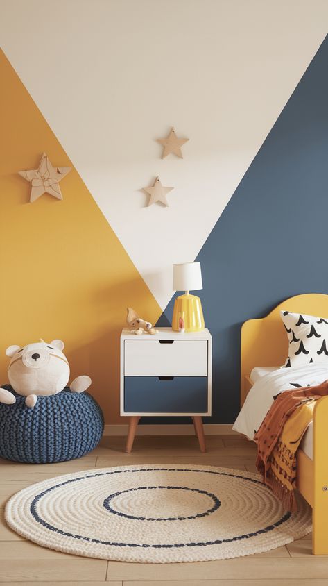 23 Cool and Stylish Kids Bedroom Ideas: Modern Luxury, Cozy Designs, and Creative Furniture Boy Kid Room Ideas, Yellow Childrens Bedroom, Bedroom Ideas Modern Luxury, Colorful Toddler Room, Fun Paint Ideas, Yellow Boys Bedroom, Yellow Boys Room, Yellow Kids Bedroom, Boys Bedroom Ideas Toddler