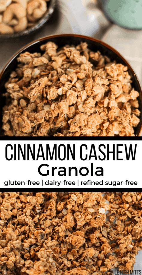 Diy Granola Recipe, Cashew Granola, Diy Granola, Sugar Free Granola, Yogurt Toppings, Granola Recipe Homemade, Pan Sin Gluten, Cookies Gluten Free, Gluten Free Granola