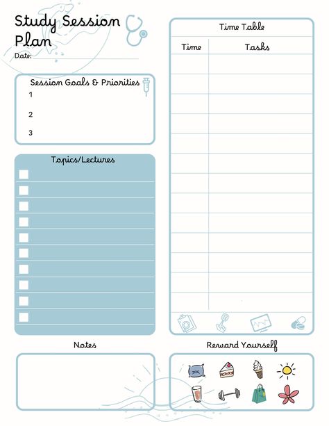 Excited to share the latest addition to my #etsy shop: Study Session Planner Template in Ocean for Medical/Premedical/Nursing/Pharmacy Students - Downloadable for iPad, Printable https://etsy.me/3HleMN3 #white #blue #simple #minimalistic #cute #productivity #studyplanner #medical #nursing Medical Notes Template, Goodnotes Medical, Medications List Printable, Study Planner For Medical Students, Study Planner Printable Free Student, Academic Planner Ideas, Medical Template, Digital Medical Planner, Study Sessions Planner