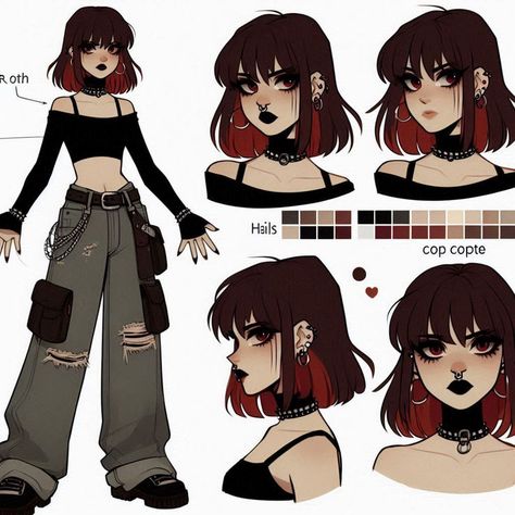 Outfit Drawings Ideas, Super Hero Outfits For Women Drawing, Jacket Tied Around Waist Reference, Goth Oc Female, Dark Academia Outfit Drawing, Outfit Ideas Drawing Female Casual, Oc Art Character Design Inspiration, Punk Outfit Drawing, Goth Outfits Drawing