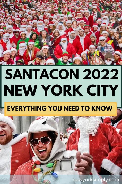 Santacon Outfits, Santacon Nyc, Santacon Outfit, Christmas Tree Nyc, Where To Eat In Nyc, Christmas In New York City, Nyc In December, Christmas Nyc, New York City Christmas