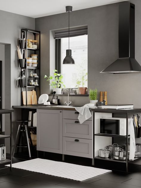 ENHET Kitchen - IKEA Enhet Ikea Kitchen, Enhet Ikea, Pastel Green Wall, Ikea Inspo, Ikea 2021, Tiny Kitchen Design, Kitchen Planner, Extractor Hood, Ikea Home