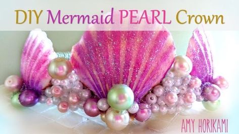 Mermaid Shell Crown, Mermaid Crown Kids, Diy Mermaid Crown, Mermaid Headpiece, Mermaid Crowns, Pearl Mermaid, Mermaid Pearl, Seashell Crown, Mermaid Hat