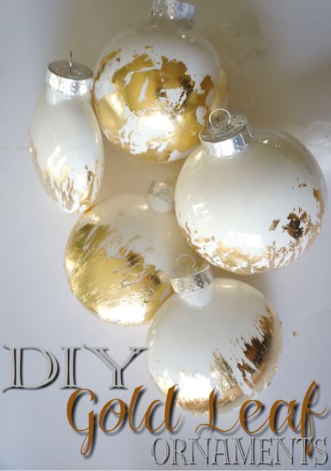 Diy Christmas Ball Ornaments, Gold Leaf Ornaments, Craft Drawers, Diy Gold Leaf, Tree Fillers, Diy Christmas Ball, Christmas Diy Kids, Diy Gold, Leaf Ornament