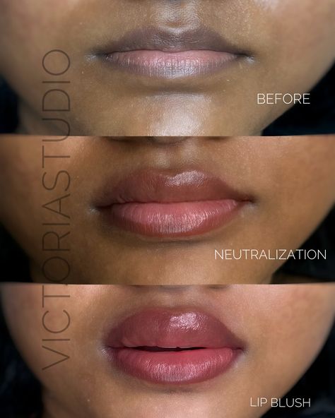 Dark Neutralization + Lip blush in 1 session My client wanted to make her lips with a natural pink colour and make her lips without dark spots. ❗️Here we had the 3rd LEVEL of pigmentation! In the first step I neutralized pigmentation with orange pigment and after I covered lips with a natural pinkish colour. ▫️Duration: 2-2.5 hours ▫️Healing time: 5-7days ▫️End Result visible: 8-10weeks ▫️Pain level: Mild (numbing used before and during) BOOK AN APPOINTMENT / FREE CONSULTATION 👇 📞437-24... Hyperpigmentation On Lips, Natural Lip Blushing, Lip Blushing Tattoo Colors Dark Skin, Lip Neutralization, Lip Blushing Tattoo Before And After Black Women, Healed Lip Blush, Lip Blushing After Care, Lip Blush, Lip Blushing Tattoo Before And After Natural