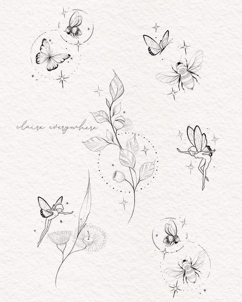 Mystical Tattoos, Ear Tattoo Ideas, Fairy Tattoo Designs, Small Pretty Tattoos, Petite Tattoos, Delicate Tattoo, Fairy Tattoo, Dainty Tattoos, Spine Tattoos