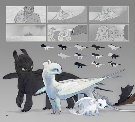 Httyd Concept Art, Desenhos Love, Night Fury Dragon, Theatre Video, Httyd Art, Toothless Dragon, Light Fury, Video Movie, Httyd Dragons