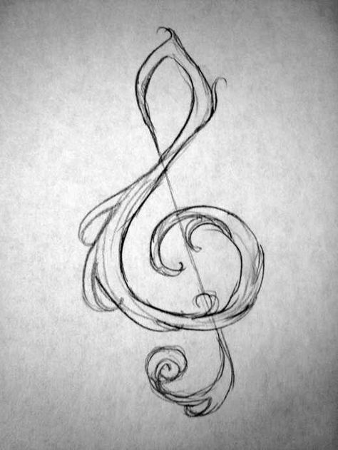 Music note Step Design, Flowers Growing, Beautiful Tattoo, Treble Clef, Doodle Designs, Hand Tattoo, Water Colors, A Pencil, Chiaroscuro